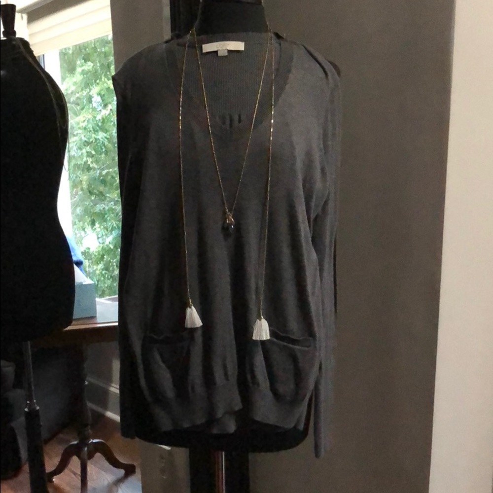 Loft Grey V Neck Sweater